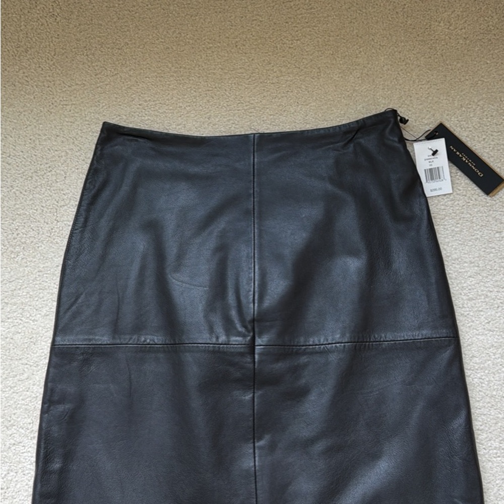 Donna Karan Black Leather Pencil Skirt